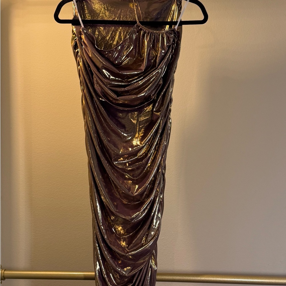 #11 Shimmering Gold/Purple Iridescent Evening 2pc Set (Top & Ankle Length Skirt)